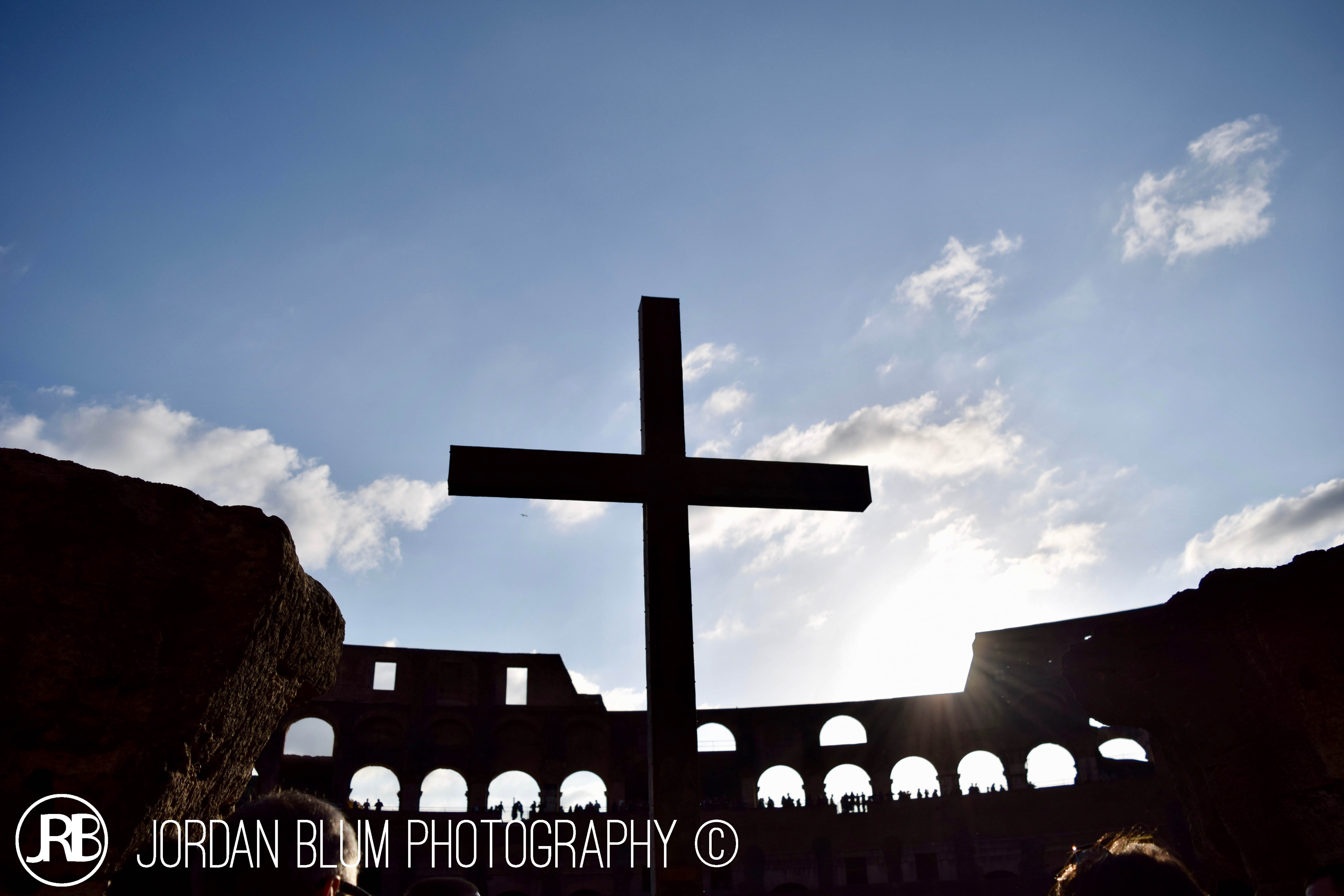 Colosseum cross silhouette, Rome